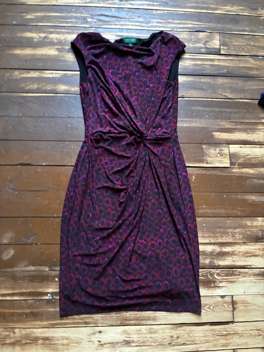 Ralph Lauren Pink and Black Patterned Wrap Dress